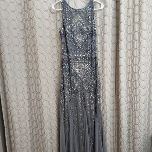 Addrianna Papell Sleeveless Round Neck Beaded Gown